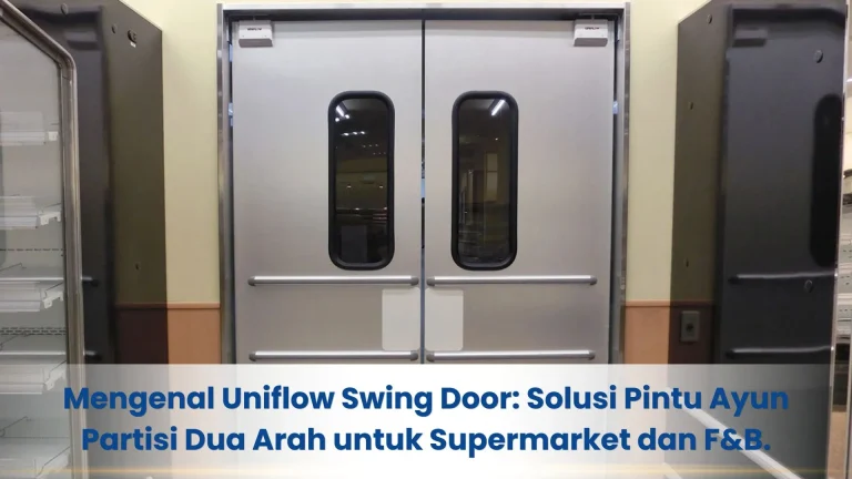 Pintu ayun dua arah uniflow berwarna abu abu metalic