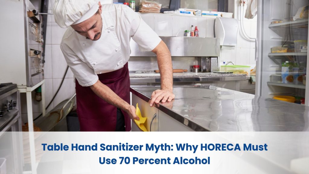 table cleaning process on the HORECA surface table