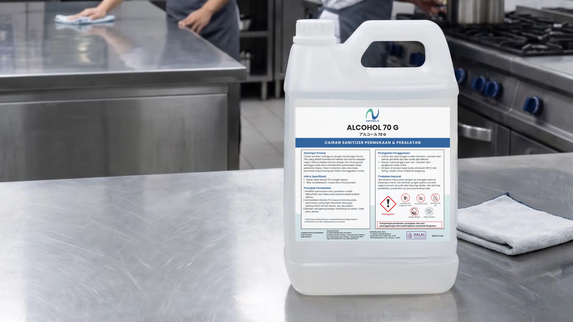 Alcohol 70 G Niitaka sebagai produk sanitizer untuk HORECA dan food processing