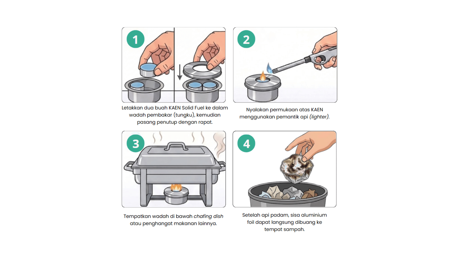 Penggunaan KAEN solid Fuel untuk chafing dish HORECA