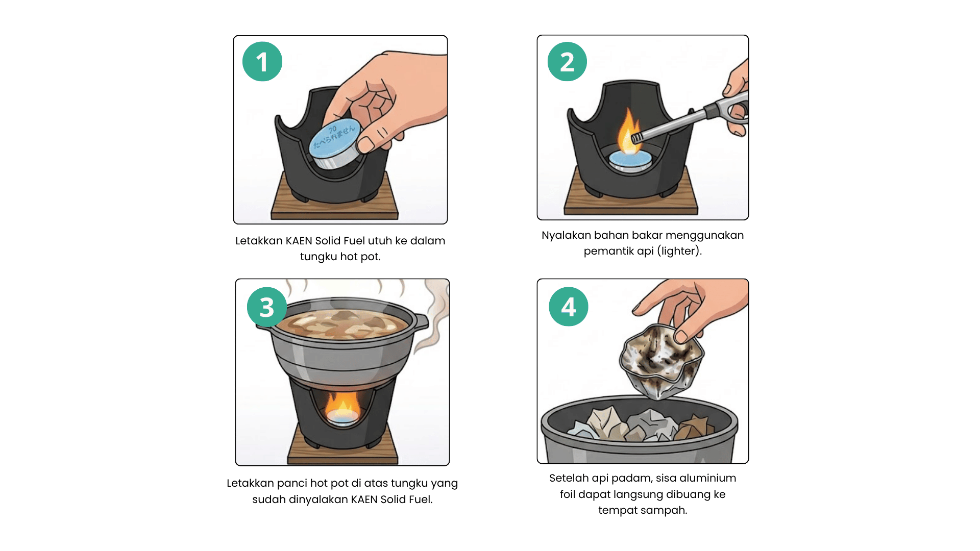 Cara penggunaan KAEN Solid Fuel Niitaka untuk hot pot